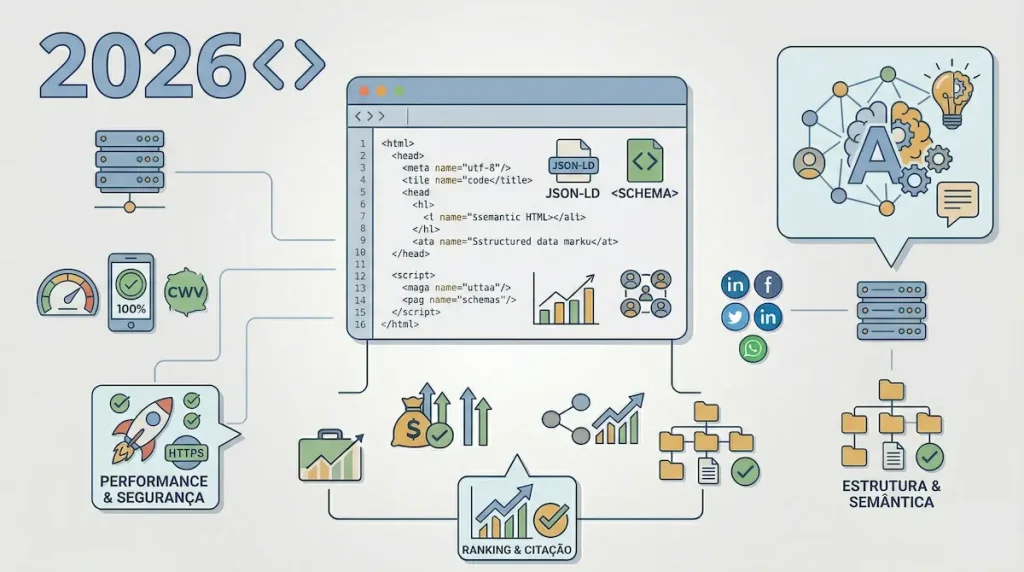 SEO técnico: o guia definitivo para rankear e ser citado pela IA em 2026